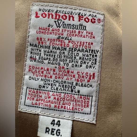 London Fog Thinsulate Men’s Trench Coat removable lining Size 44 Regular - Picture 6 of 8